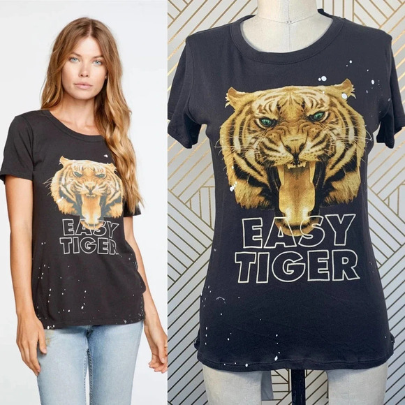 Chaser‎ Easy Tiger Graphic Tee in Charcoal Gray - Picture 1 of 10